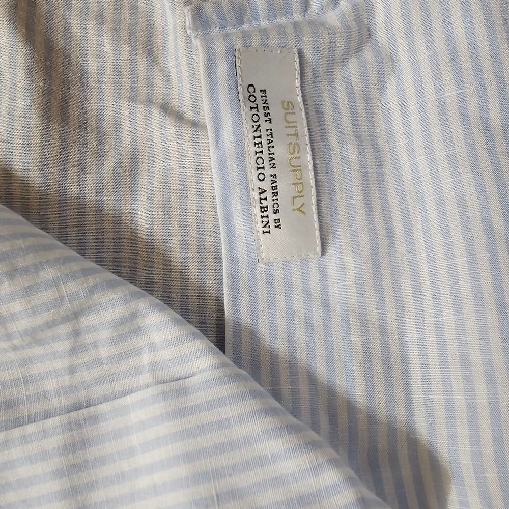 Suitsupply Blue Striped Casual Button Down Shirt - Picture 3 of 9